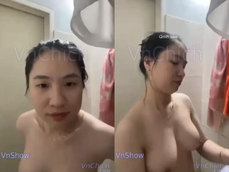 Gái vú ngon, vừa call với tình nhân vừa tắm